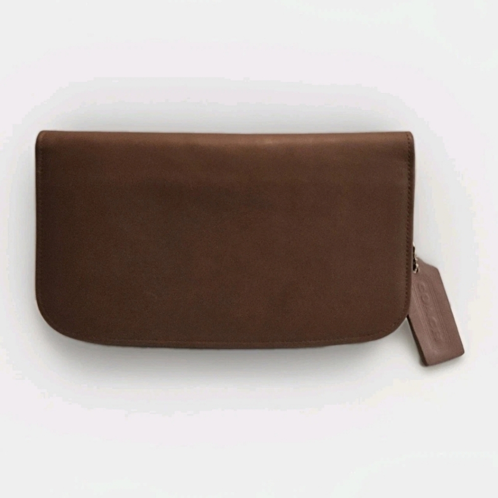 Vintage Coach Zip Around Brown Leather Wallet EUC